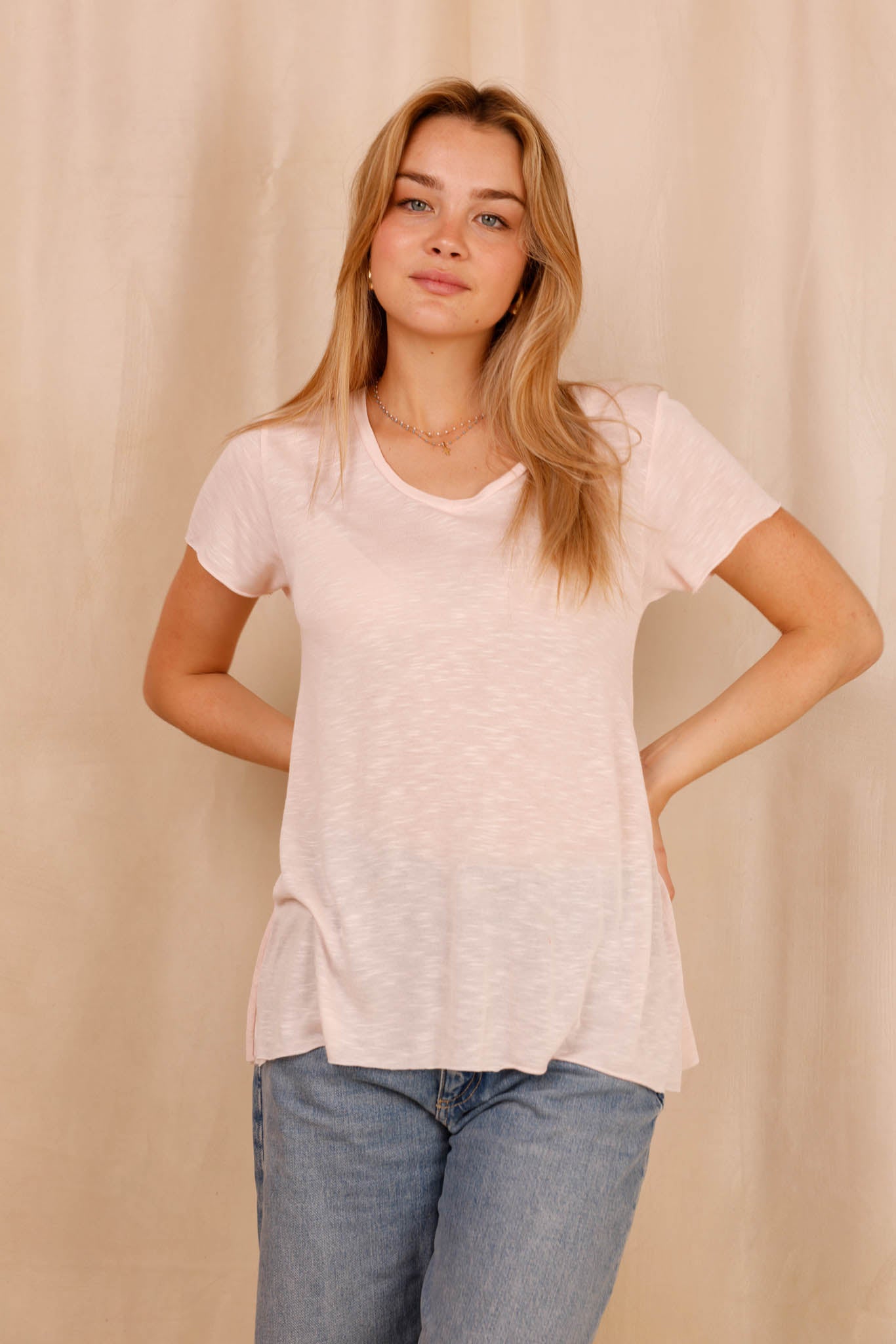 MADISON T-Shirt - Flamed viscose & cotton - White