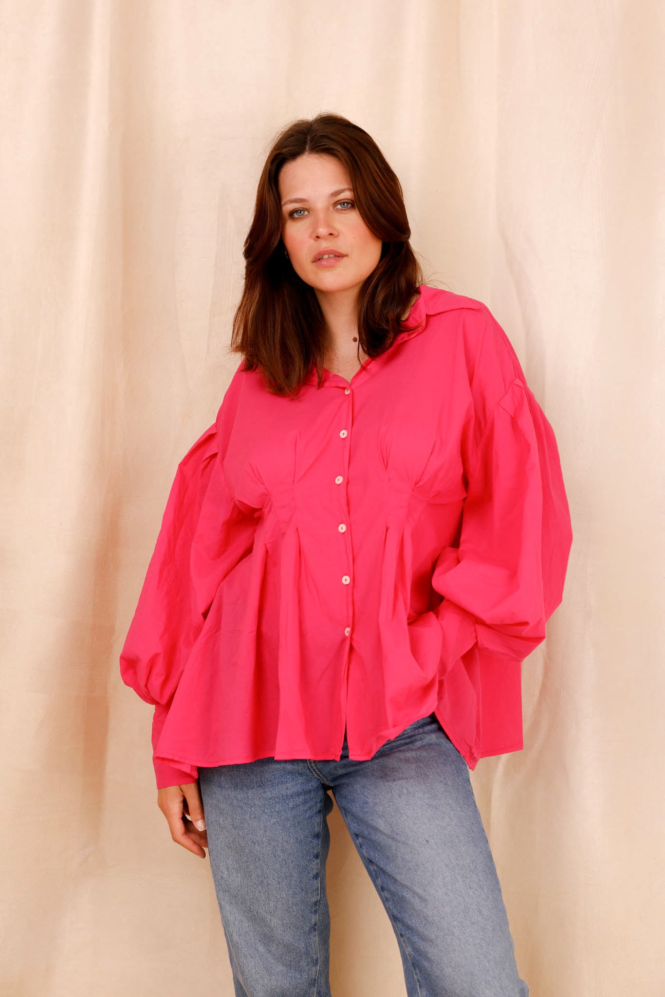 Chemise VAHINA - rose fushia - 100% voile de coton