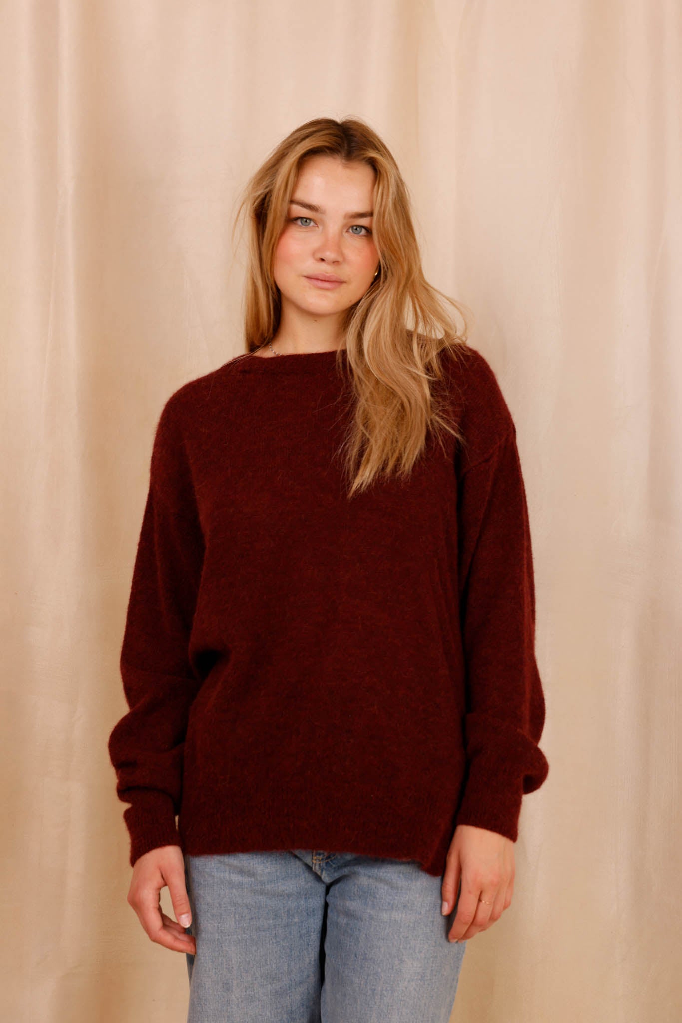 Pull ALBA bordeaux - Baby Alpaga & laine vierge