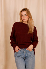 Pull ALBA bordeaux - Baby Alpaga & laine vierge