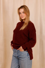 Pull ALBA bordeaux - Baby Alpaga & laine vierge