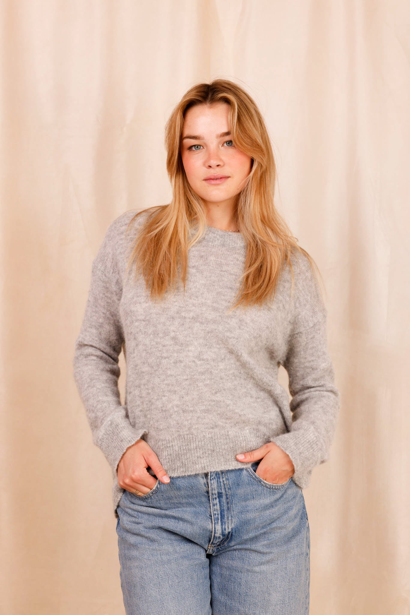 Pull VICTORIA - Baby Alpaga & laine vierge - Gris