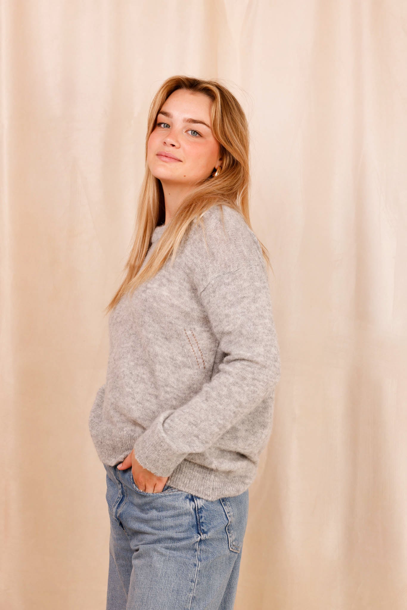 Pull VICTORIA - Baby Alpaga & laine vierge - Gris