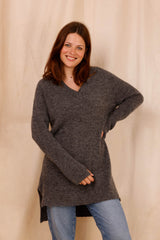 : Pull CHARLOTTE gris - Baby Alpaga & laine vierge