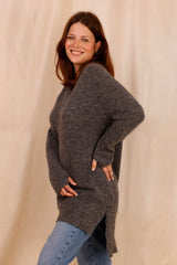 : Pull CHARLOTTE gris - Baby Alpaga & laine vierge