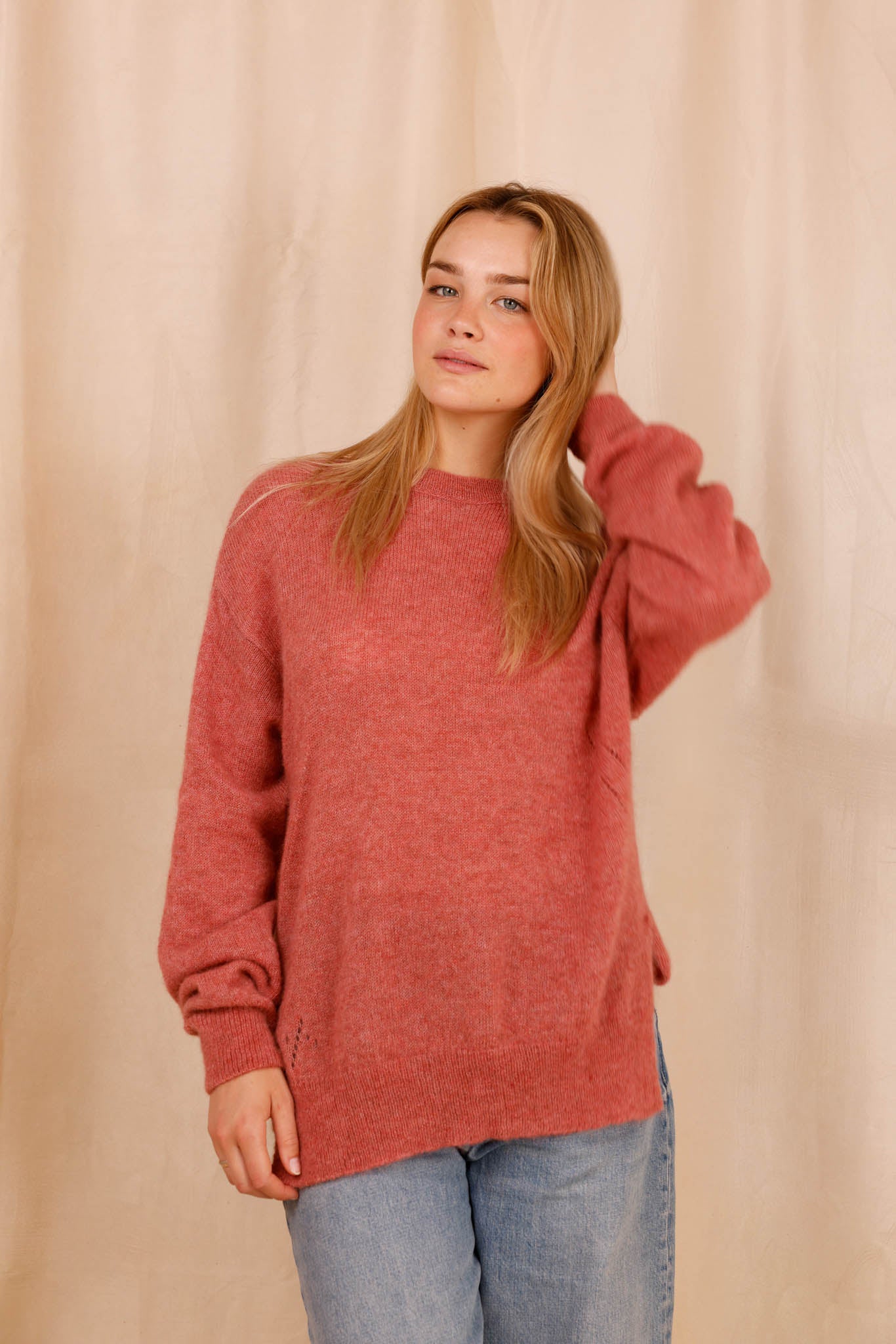 Pull ALBA vieux rose - Baby Alpaga & laine vierge