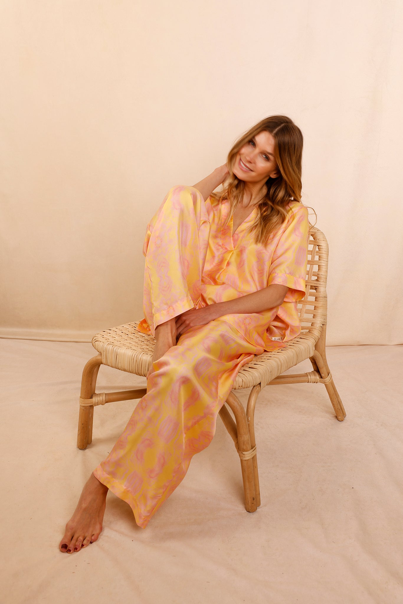 Top NOÉ Yellow summer 100% silk