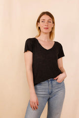 MADISON T-Shirt - Flamed viscose & cotton - White