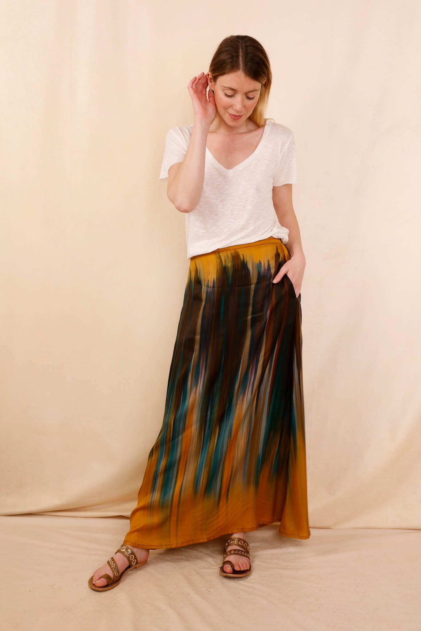 Mathéa ocher skirt - 100% viscose