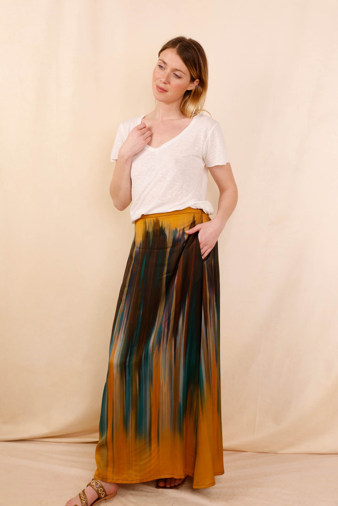 Mathéa ocher skirt - 100% viscose