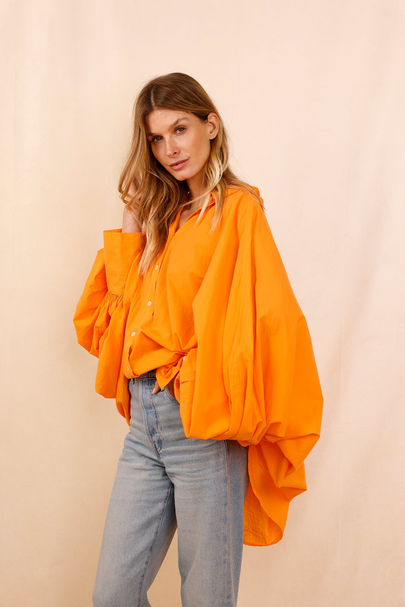 Chemise SATCHI - orange - 100 % Voile de coton