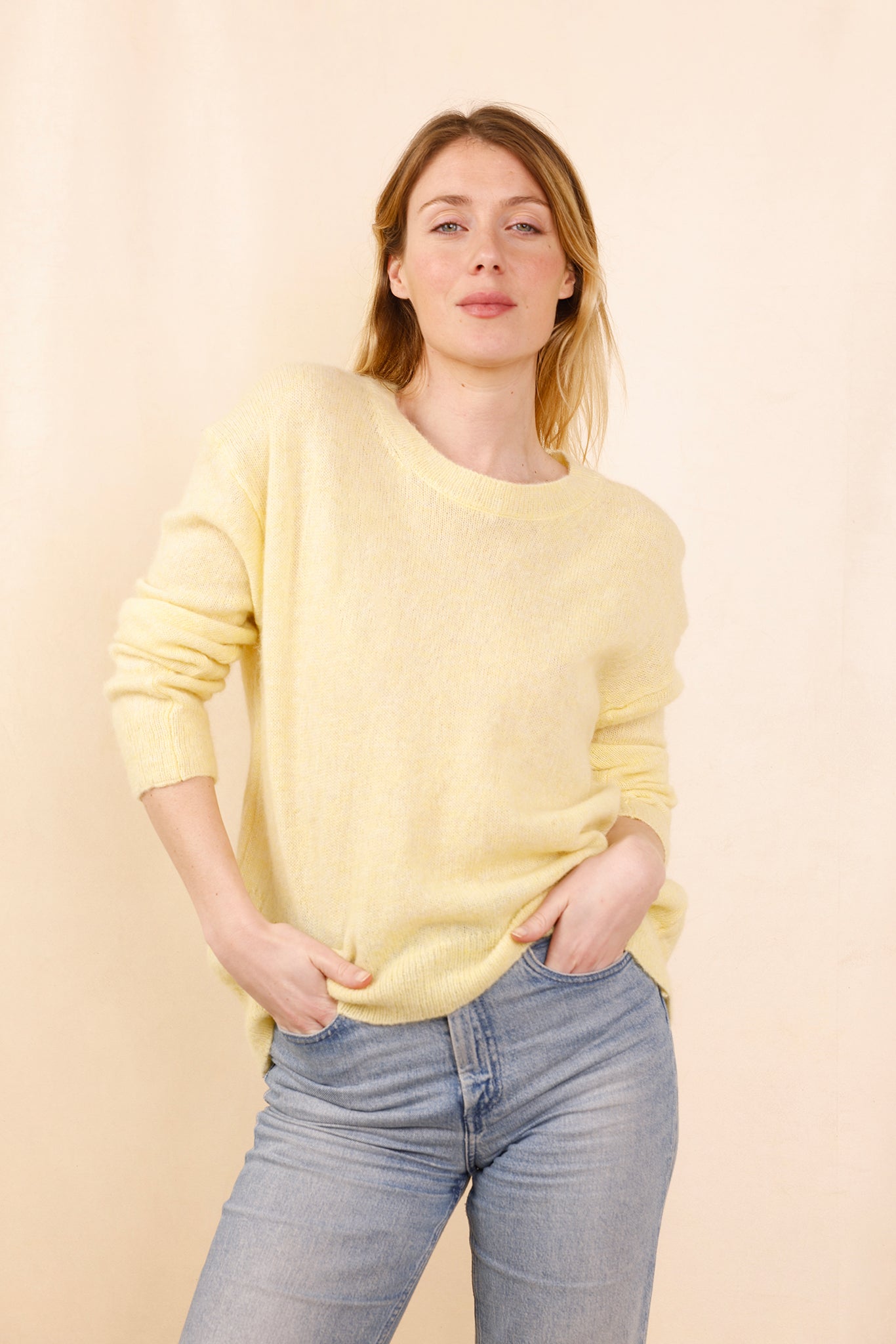 Pull VICTORIA jaune - Baby Alpaga & laine vierge