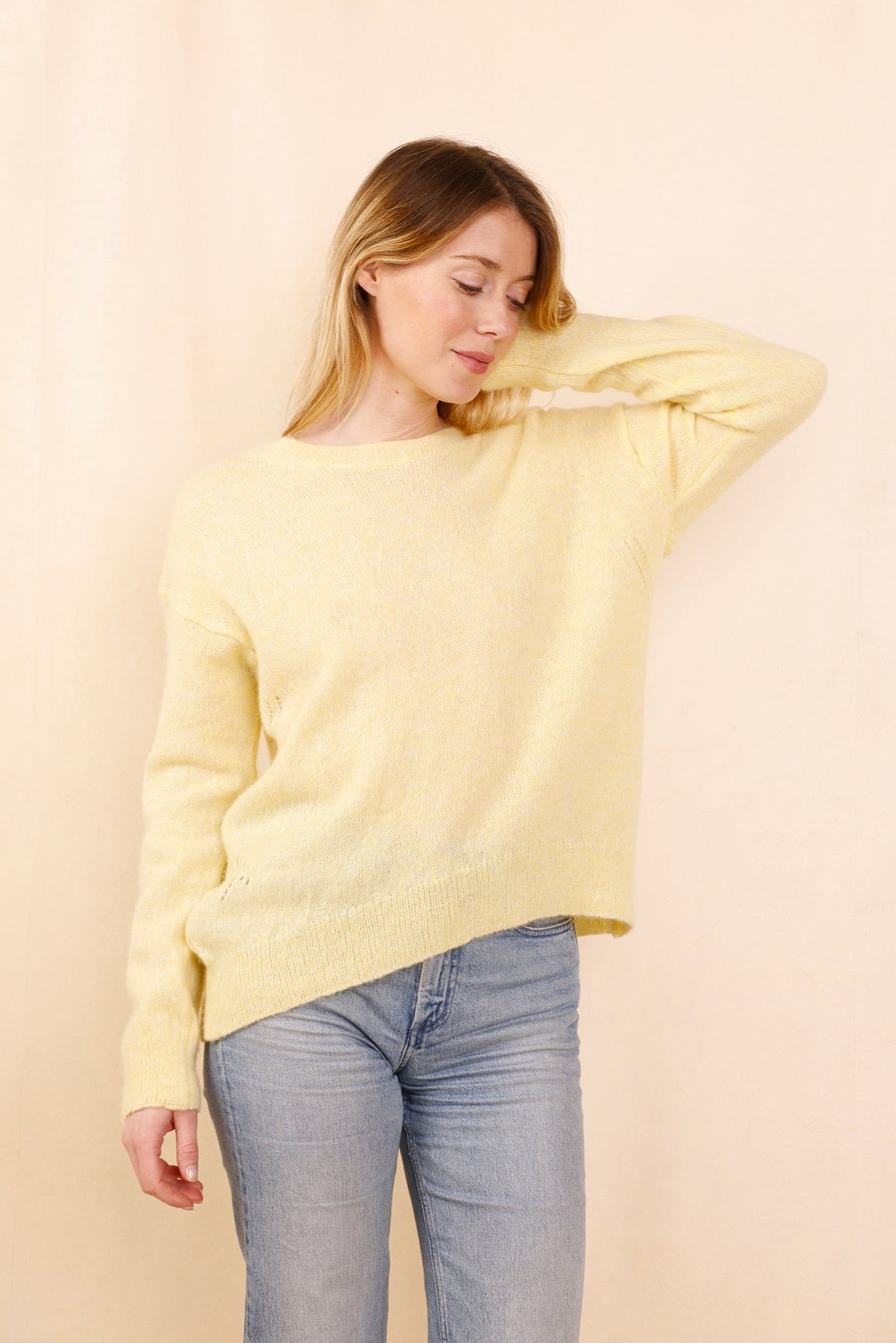 Pull VICTORIA jaune - Baby Alpaga & laine vierge