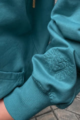 Sweat zippé Loungewear ALBA Vert/Bleu - Coton
