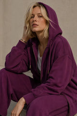 Sweat zippé Loungewear ALBA Prune - Coton