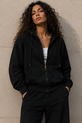 Sweat zippé Loungewear ALBA Noir - Coton