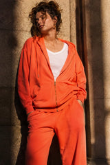 Sweat zippé Loungewear ALBA Corail - Coton