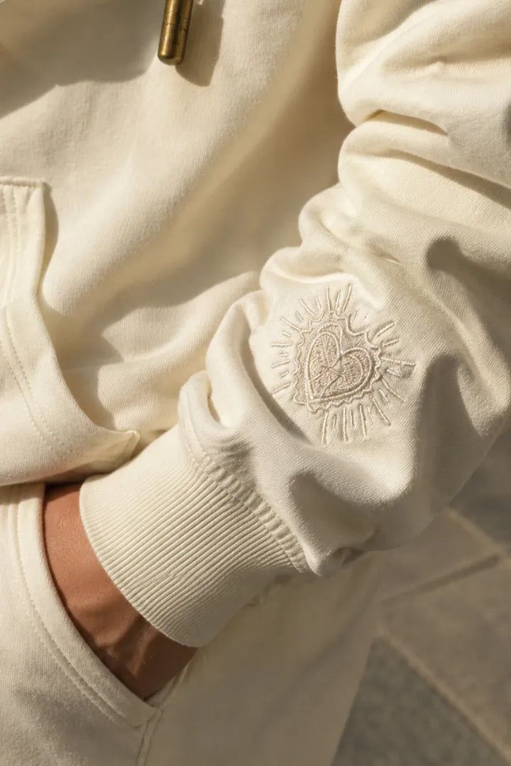 Sweat zippé Loungewear ALBA Ivoire - Coton