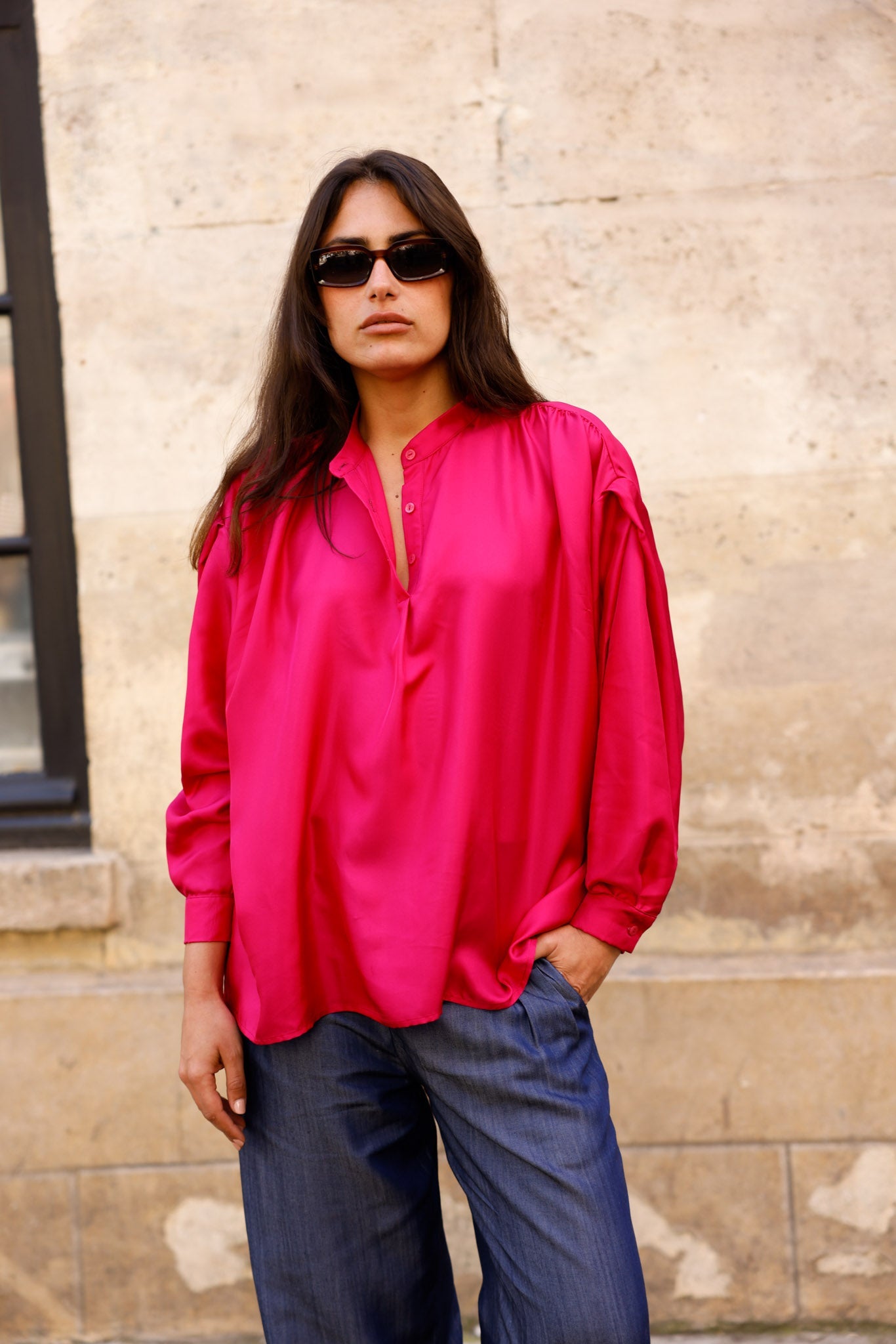 Blouse CLYDE - Fuchsia - 100% Soie - HORTENCE
