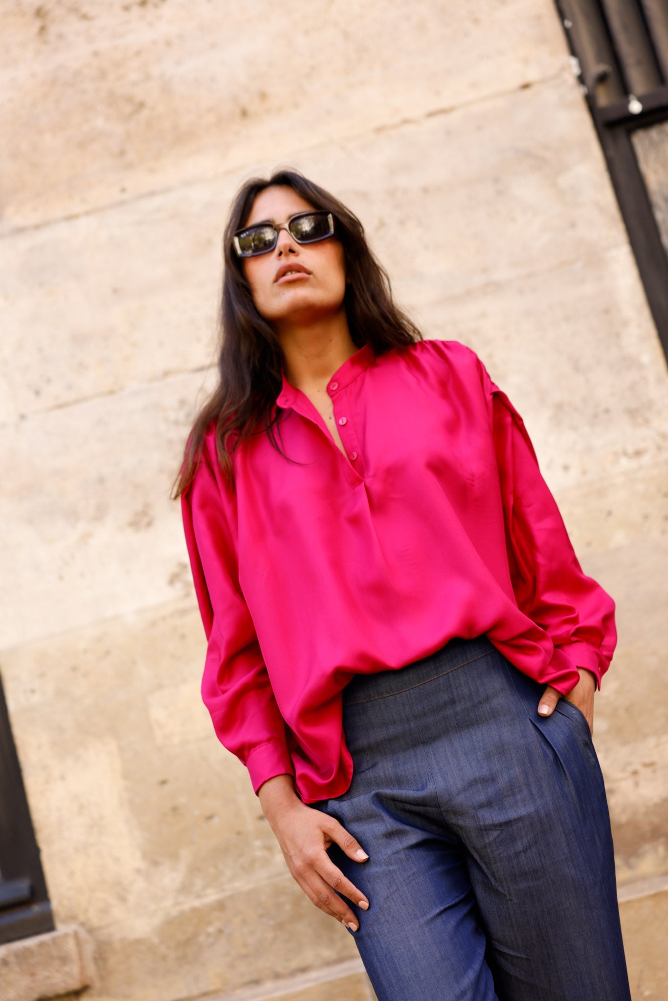 Blouse CLYDE - Fuchsia - 100% Soie - HORTENCE