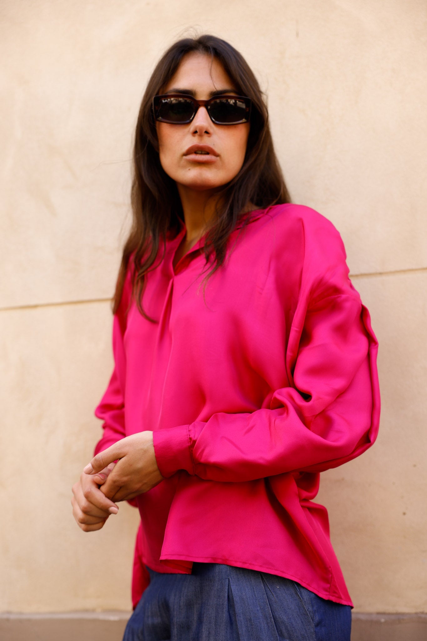 Blouse CLYDE - Fuchsia - 100% Soie - HORTENCE