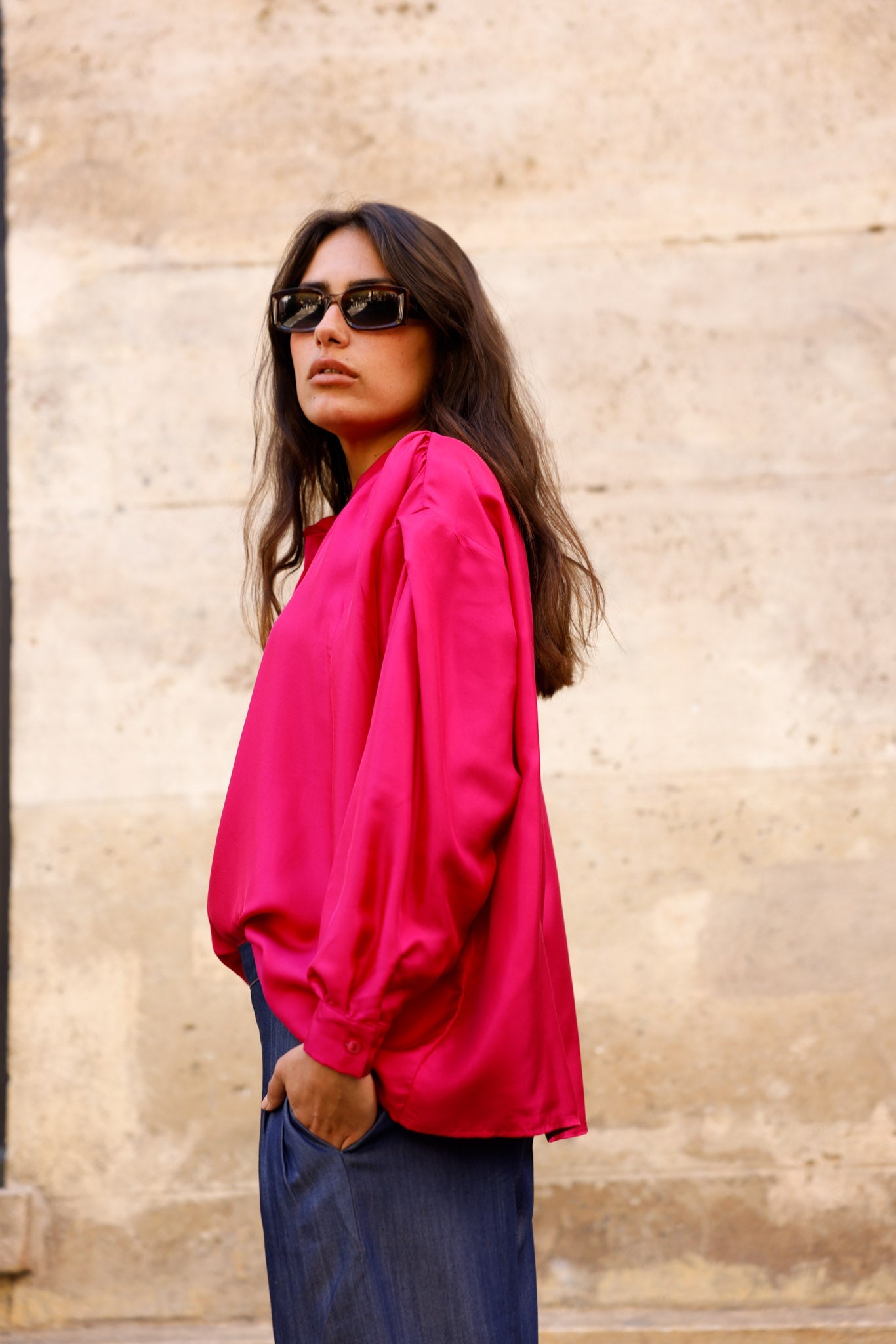 Blouse CLYDE - Fuchsia - 100% Soie - HORTENCE