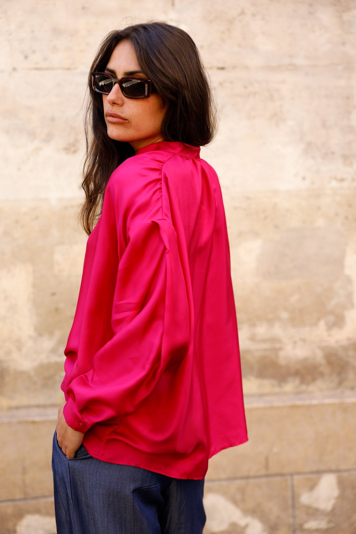 Blouse CLYDE - Fuchsia - 100% Soie - HORTENCE
