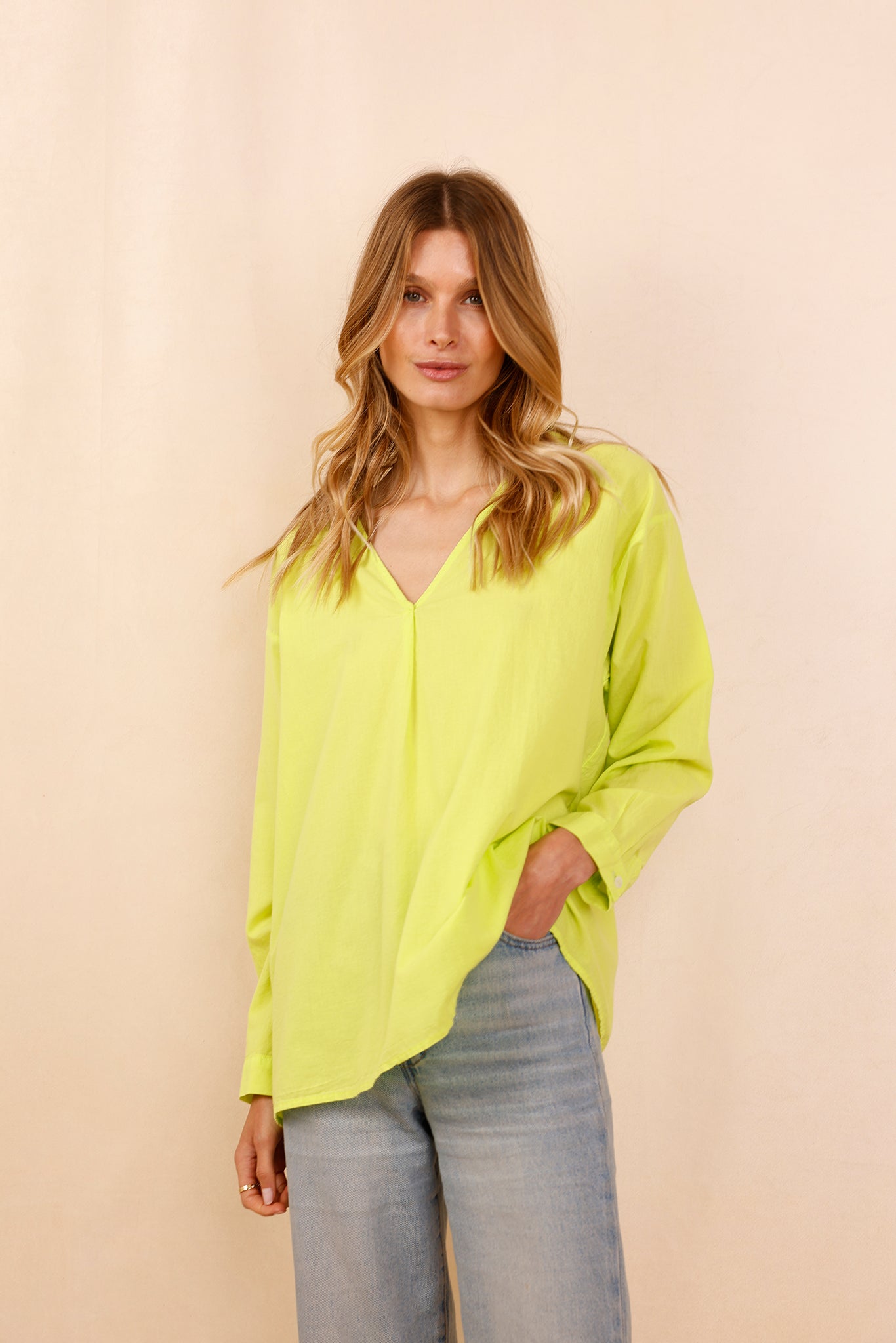 Chemise ASANA vert fluo - 100% Voile De Coton - HORTENCE