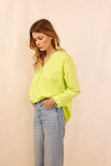 Chemise ASANA vert fluo - 100% Voile De Coton - HORTENCE