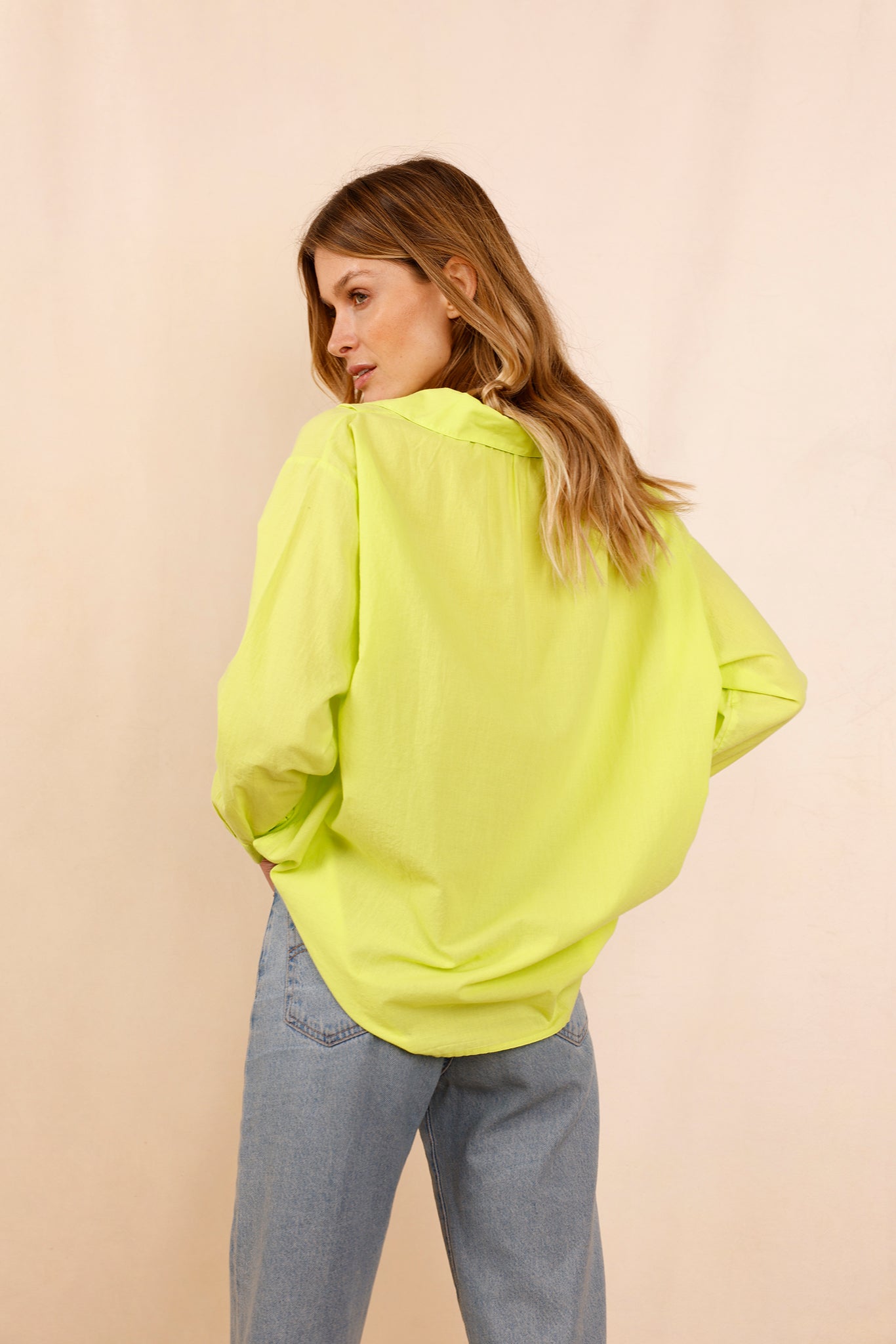 Chemise ASANA vert fluo - 100% Voile De Coton - HORTENCE