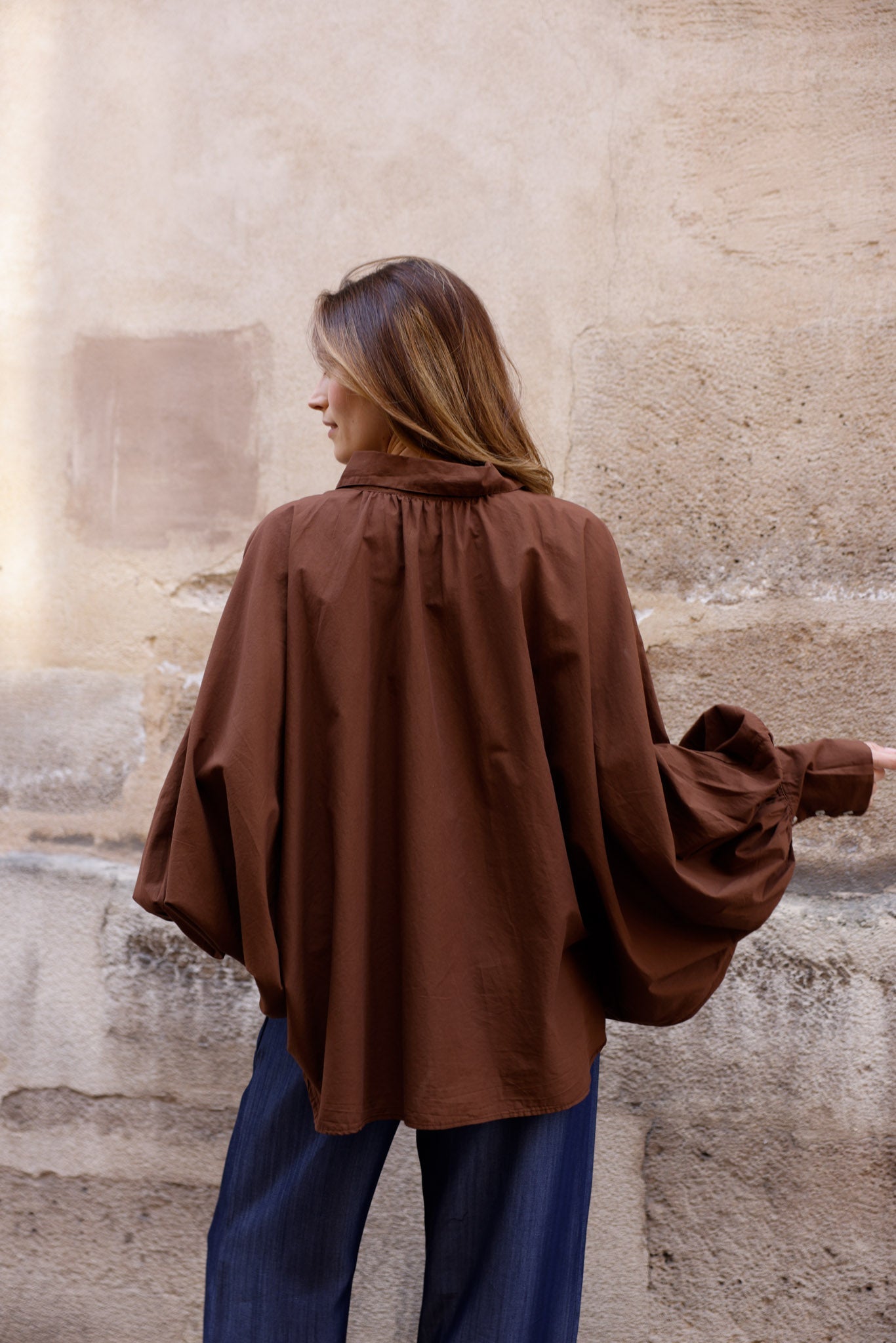 Chemise SATCHI - Chocolat - 100 % Voile de coton - HORTENCE
