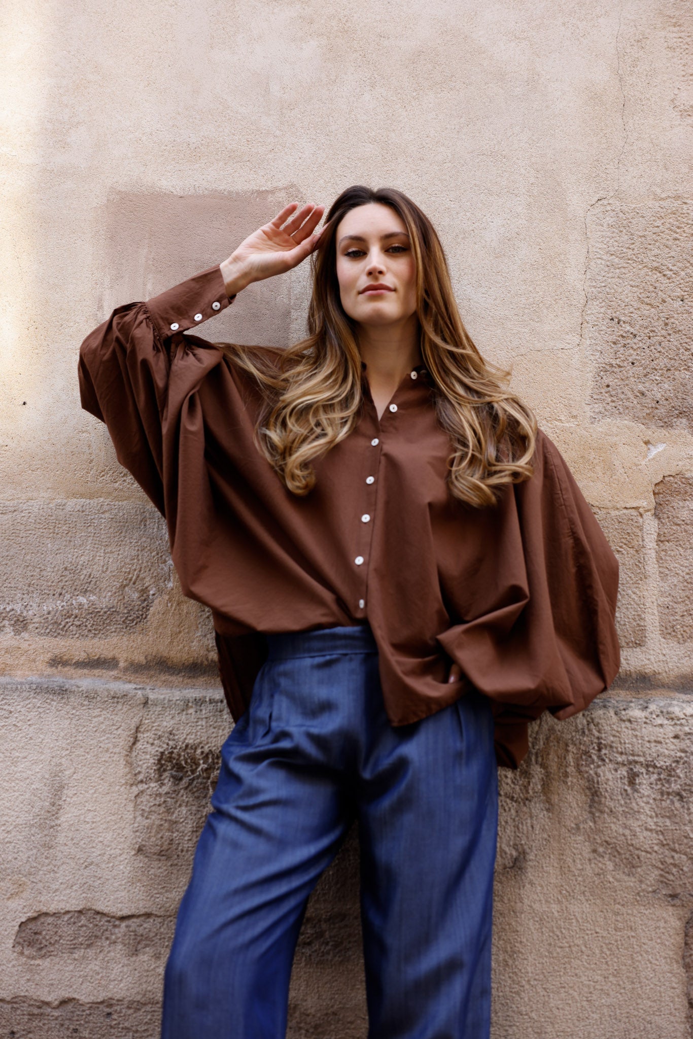 Chemise SATCHI - Chocolat - 100 % Voile de coton - HORTENCE