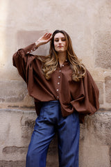 Chemise SATCHI - Chocolat - 100 % Voile de coton - HORTENCE