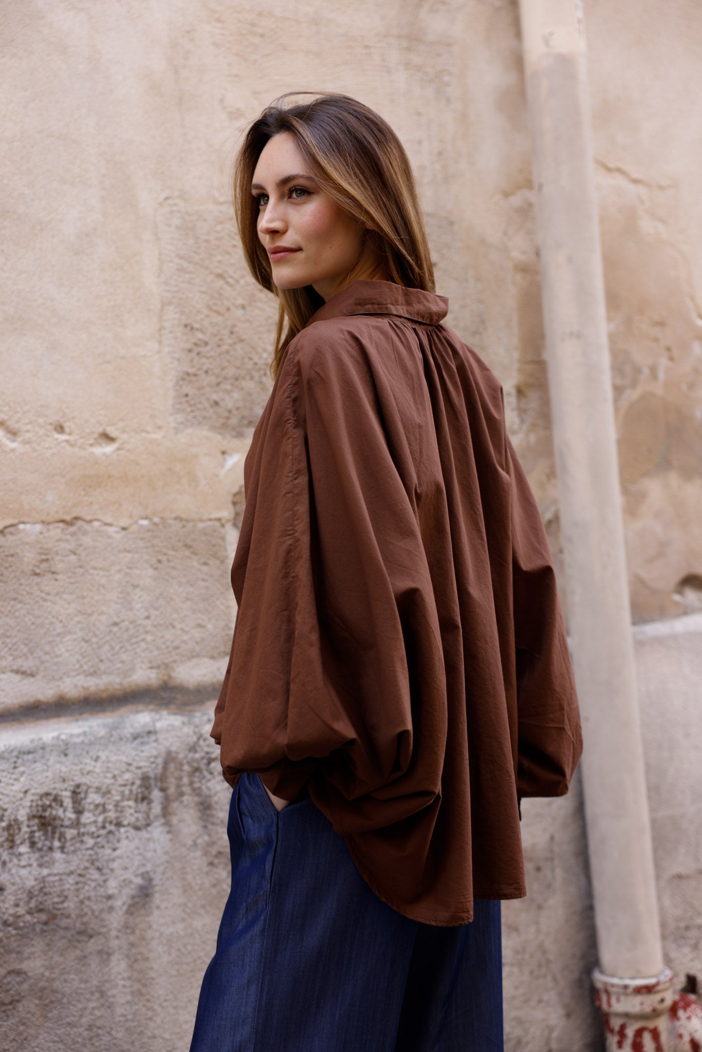 Chemise SATCHI - Chocolat - 100 % Voile de coton - HORTENCE