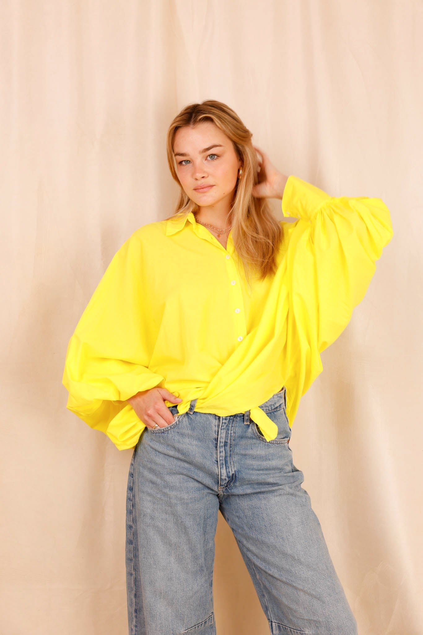 Chemise SATCHI - jaune - 100 % Voile de coton - HORTENCE