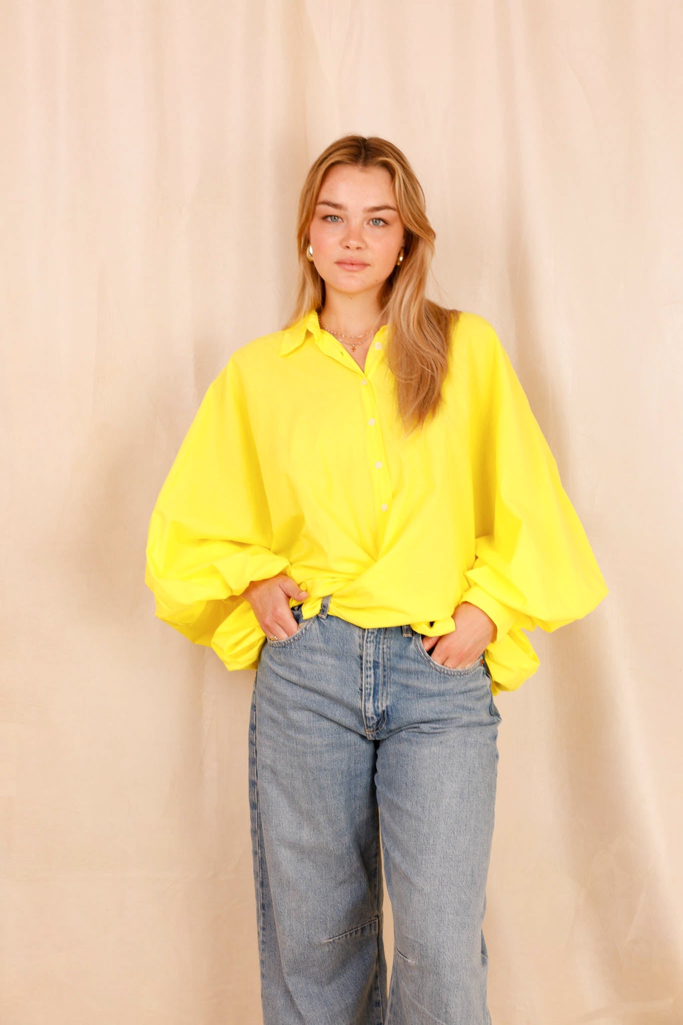 Chemise SATCHI - jaune - 100 % Voile de coton - HORTENCE