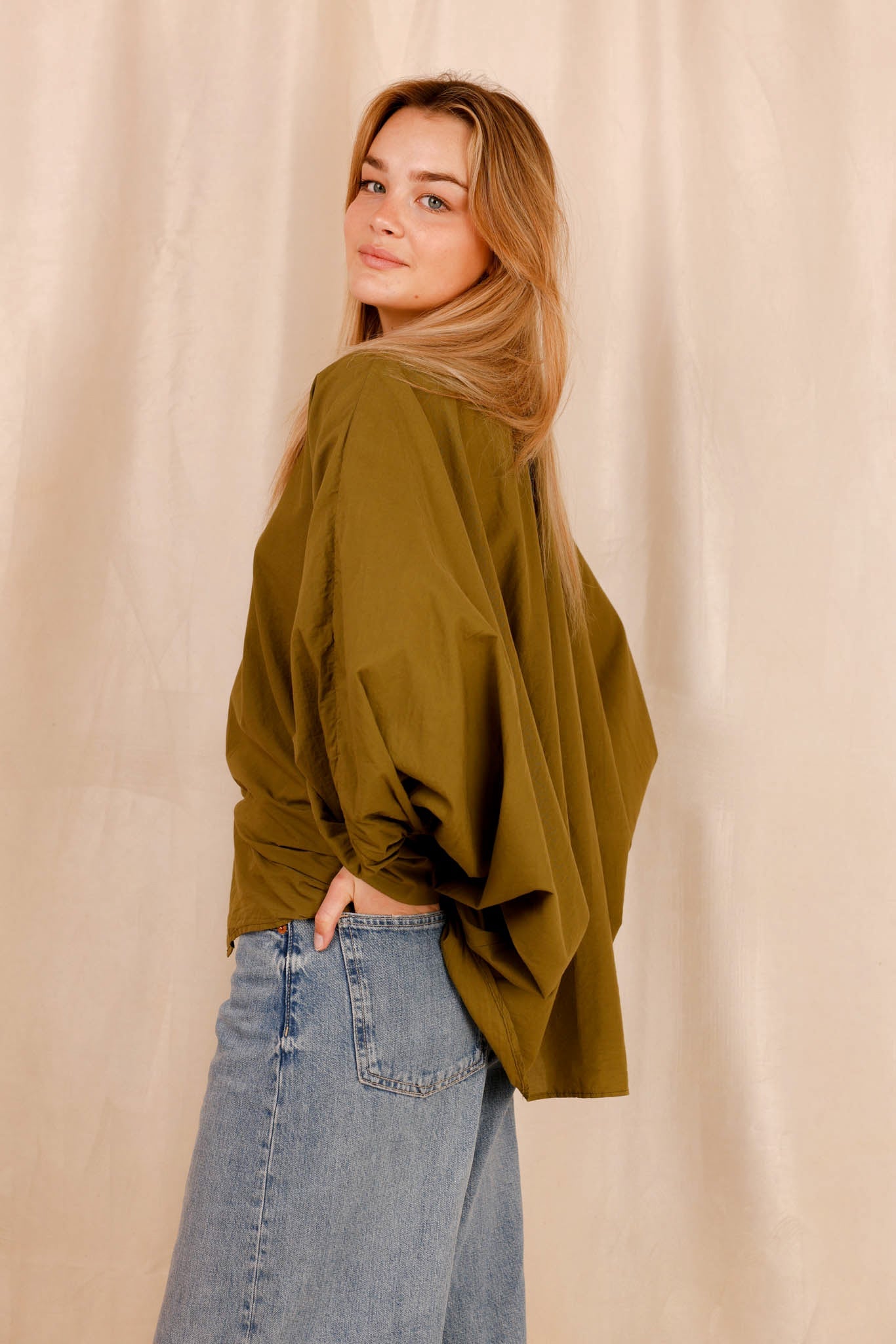 Chemise SATCHI - olive - 100 % Voile de coton - HORTENCE