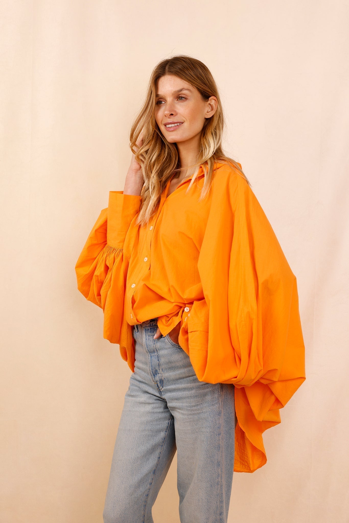 Chemise SATCHI - orange - 100 % Voile de coton - HORTENCE