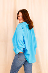 Chemise SATCHI - turquoise - 100 % Voile de coton - HORTENCE