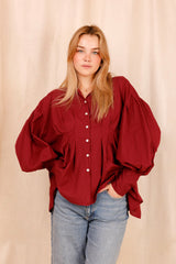 Chemise VAHINA - bordeaux - 100% voile de coton - HORTENCE