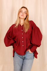 Chemise VAHINA - bordeaux - 100% voile de coton - HORTENCE