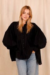 Chemise VAHINA - noir - 100% voile de coton - HORTENCE