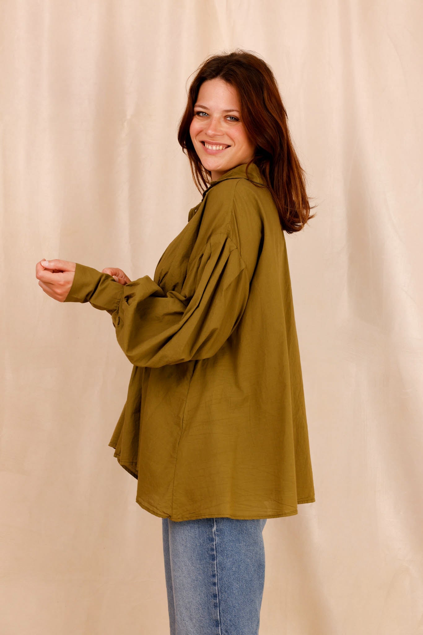 Chemise VAHINA - olive - 100% voile de coton - HORTENCE