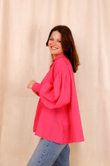 Chemise VAHINA - rose fushia - 100% voile de coton - HORTENCE