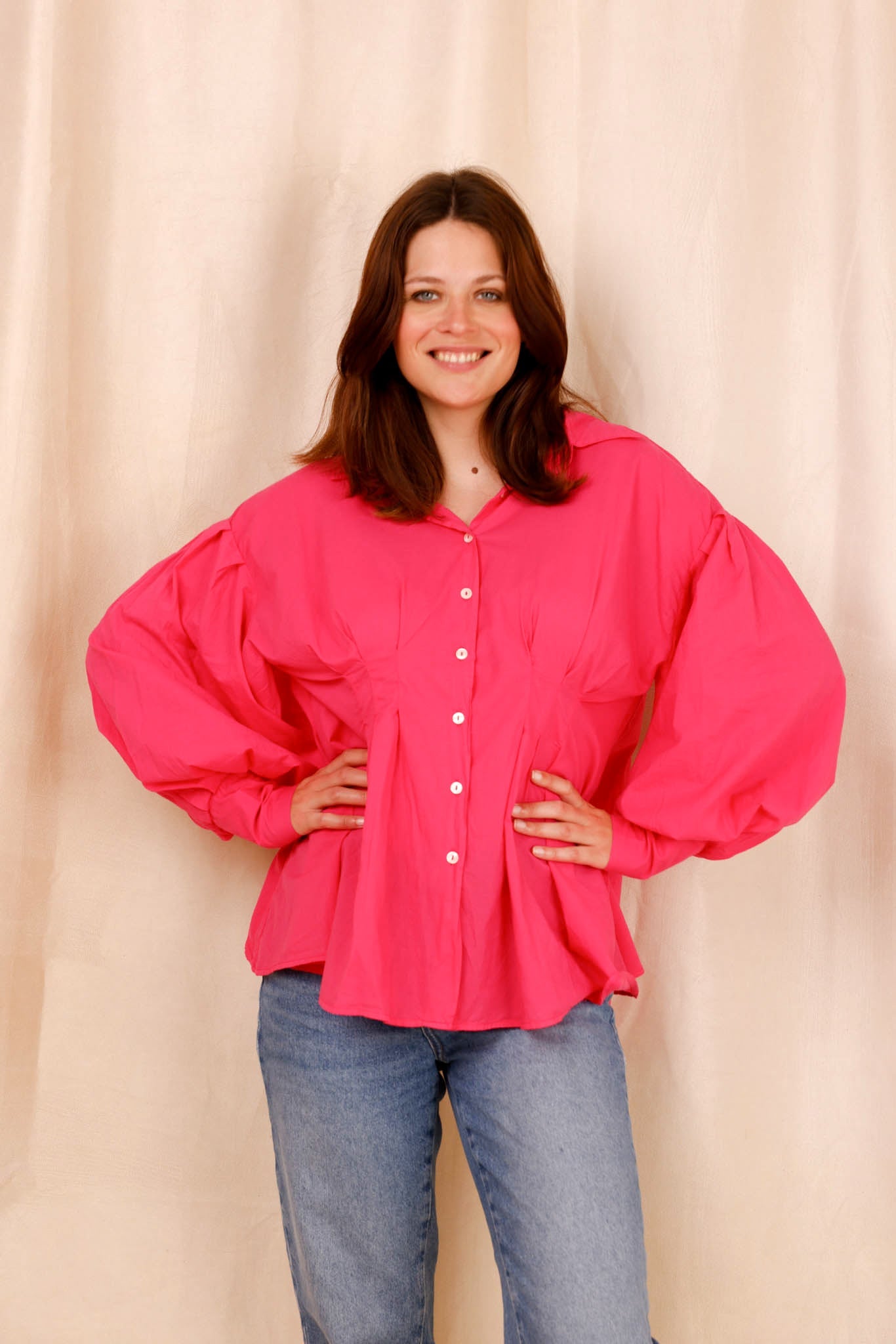 Chemise VAHINA - rose fushia - 100% voile de coton - HORTENCE