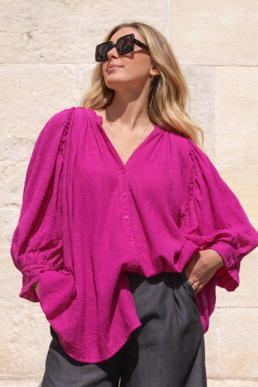 Chemise SIMONE Fuschia - 100% coton