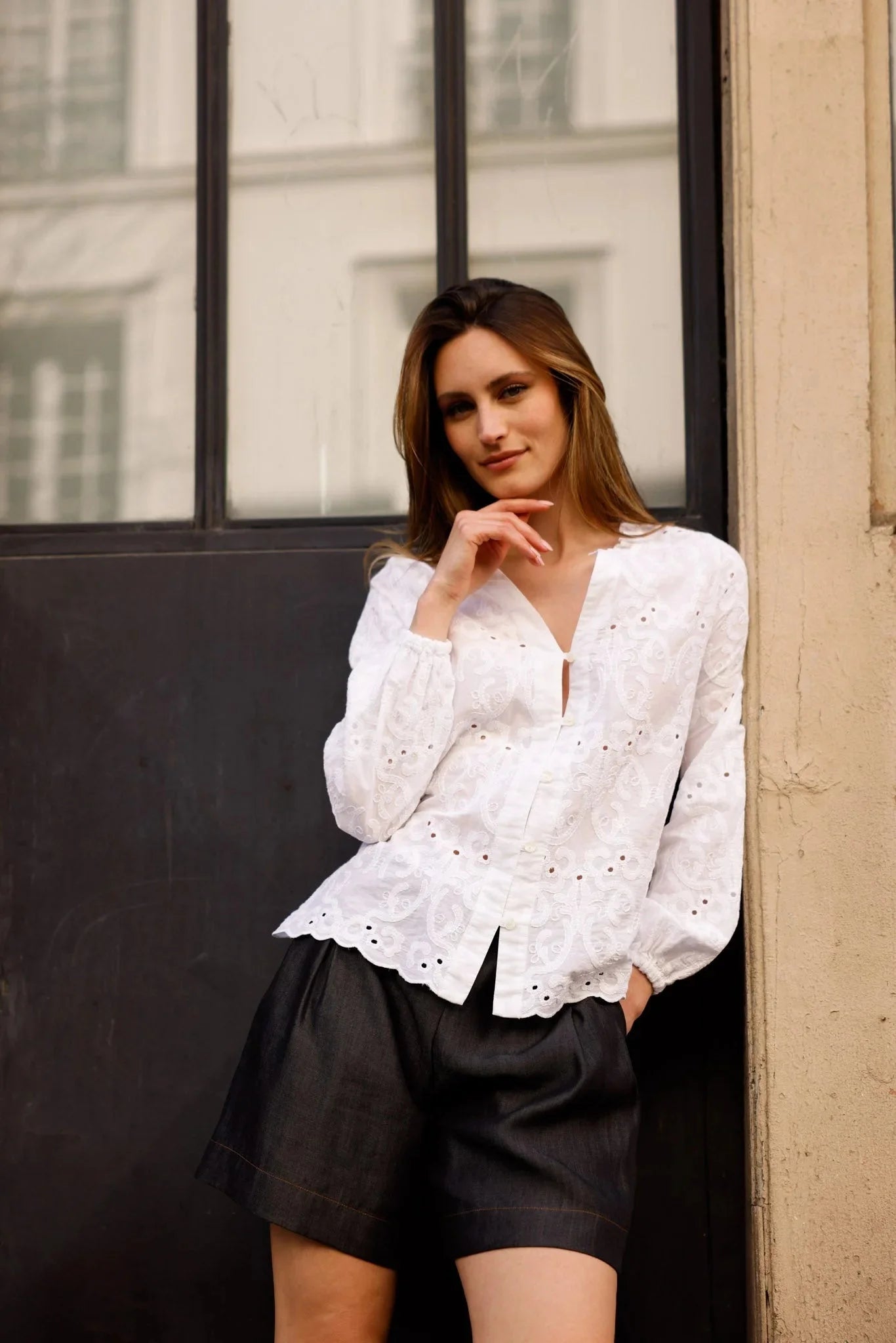 Blouse Brodée KELLY Blanc - Coton