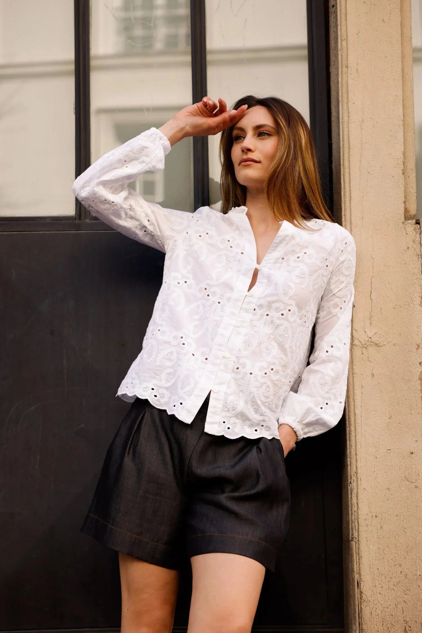 Blouse Brodée KELLY Blanc - Coton