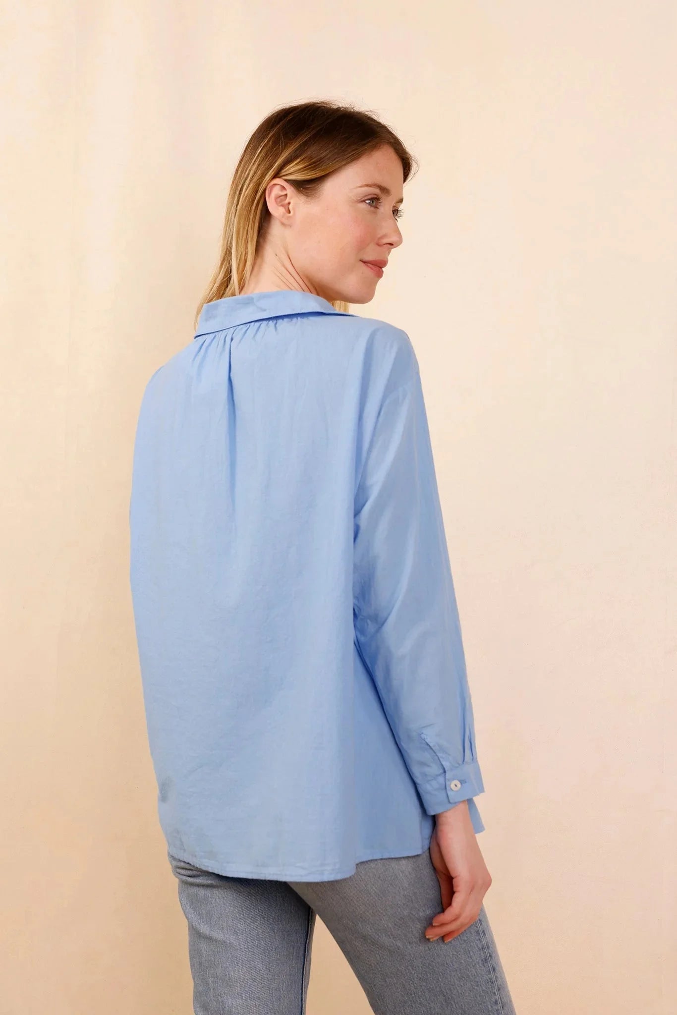 Chemise ASANA bleu - 100% Voile De Coton - HORTENCE