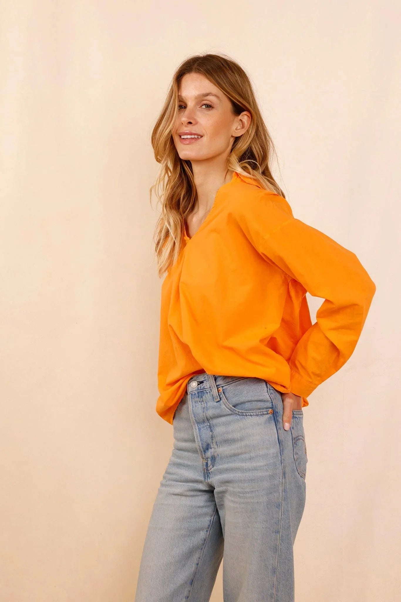 Chemise ASANA orange - 100% Voile de Coton - HORTENCE